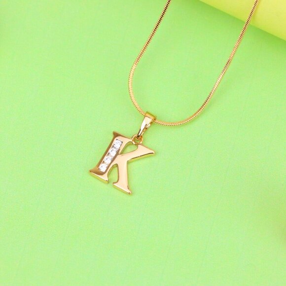 "Rose Gold Letter K Pendant with Crystals – 18K Gold Plated Charm, XPPT1360 - Picture 4 of 13